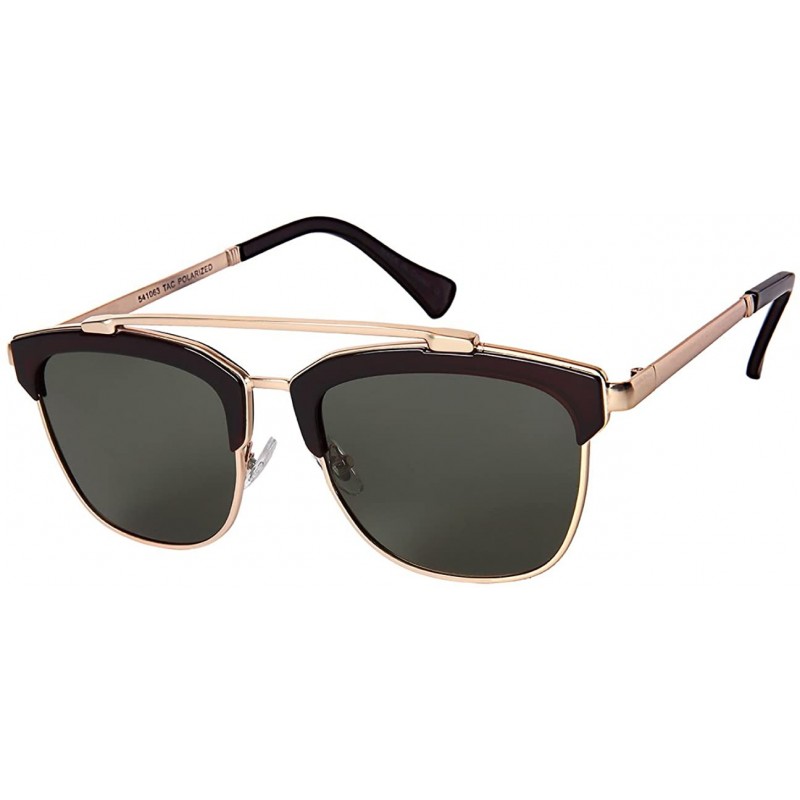 Semi-rimless Semi-Rimless Flat Aviator Sunnies w/Polarized Lens 541063-FLP - Matte Gold - CW182OMD256 $14.12