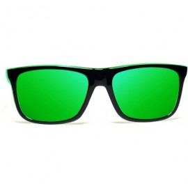 Square Polarized Aviation Driving Sunglasses - C2 Black Frame-green Mirror Polarized Lens - CA18AW52M50 $10.13