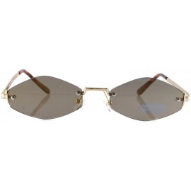 Oval Rimless Slim Diamond Hexagonal Tinted Mirrord Flat Lens Sunglasses A170 A175 - (A175) Gold Gold Rv - CP18KDK5XMS $13.93