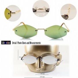 Oval Rimless Slim Diamond Hexagonal Tinted Mirrord Flat Lens Sunglasses A170 A175 - (A175) Gold Gold Rv - CP18KDK5XMS $13.93