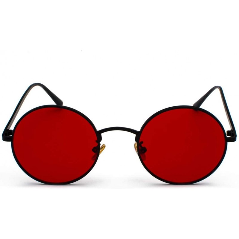 Sunglasses With Red Lenses Round Metal Frame Vintage Retro Glasses Unisex As In Photo Gold With 4125