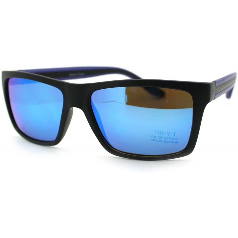 Rectangular Men's Fashion Sunglasses Sporty Casual Rectangular Frame - Black Blue - CT11OGVYI0J $8.41