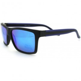 Rectangular Men's Fashion Sunglasses Sporty Casual Rectangular Frame - Black Blue - CT11OGVYI0J $8.41