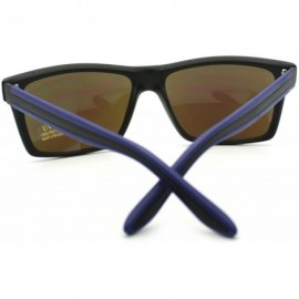 Rectangular Men's Fashion Sunglasses Sporty Casual Rectangular Frame - Black Blue - CT11OGVYI0J $8.41