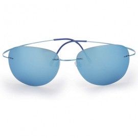 Rimless Ultra-light Flexible Pure Titanium Rimless Polarized Sunglasses - Blue - CE18S0SWTT8 $16.53