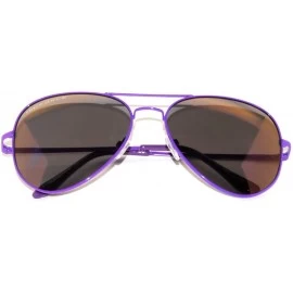 Aviator Aviator Style Sunglasses Colored Lens Colored Metal Frame with Spring Hinge - Neon Purple Frame Smoke Lens - CW11MYI5...