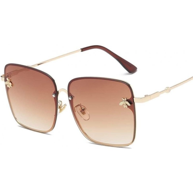 Oversized Sunglasses Women Men Retro Metal Frame Oversized Sun Glasses Female (Color Tea) - Tea - C3199EGZ9OC $15.54