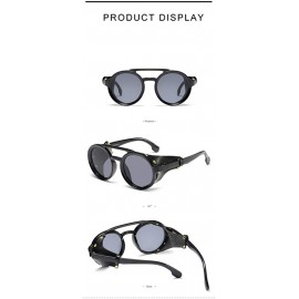 Round Round Punk Sunglasses-Trendy Stud Glasses Men and Women Sunglasses - C4 Bright Black / Full Gray - CC19087C8Z8 $19.51