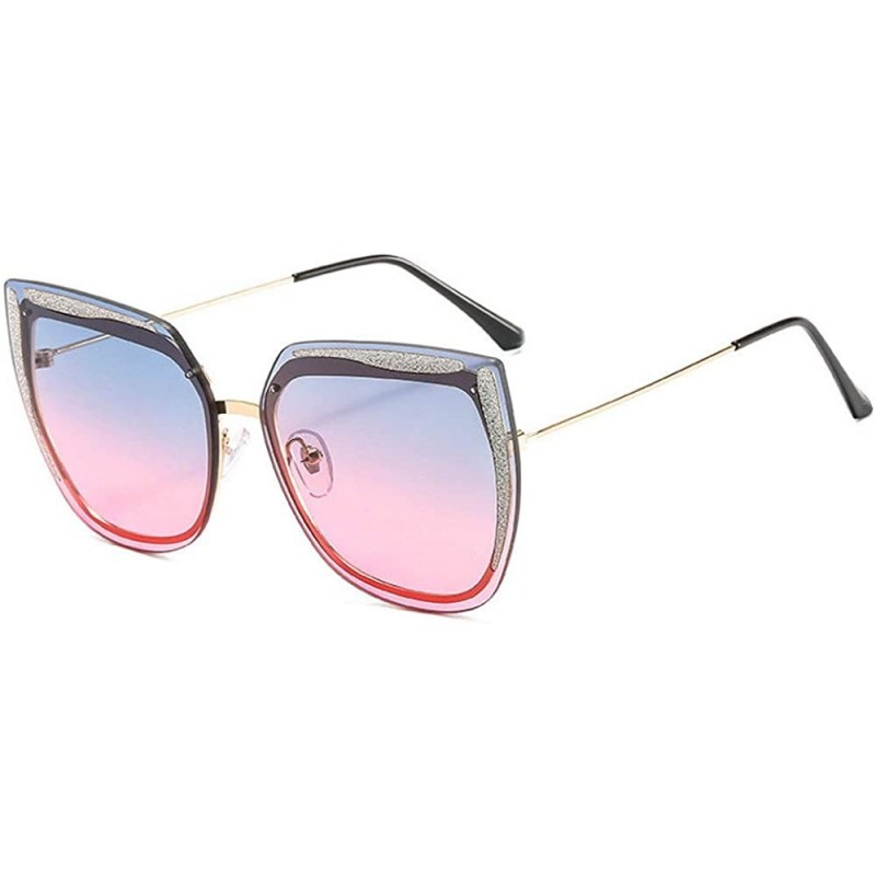 Oversized Brand Frameless Women Bling Green Sunglasses Luxury Metal Frame Cat Sun glasses Ladies NX - Blue&red - CQ1947RO8H4 ...