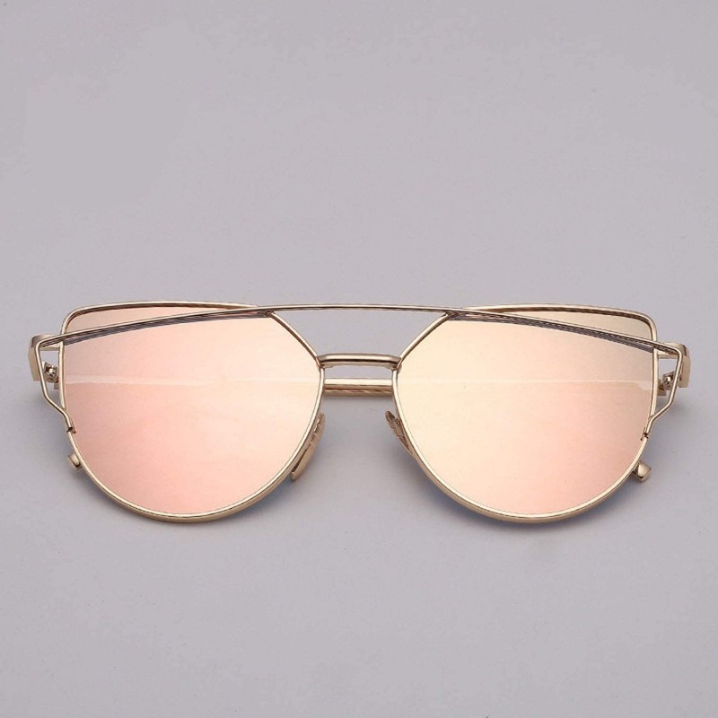Designer Cat eye Sunglasses Women Vintage Metal Reflective Glasses For ...