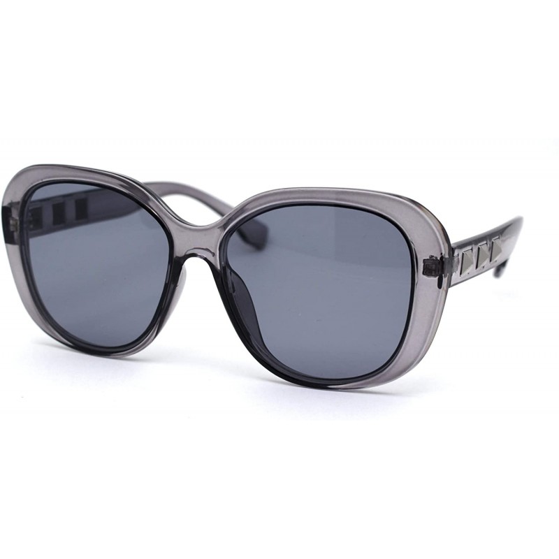 Butterfly Womens Pyramid Stud Trim Arm Plastic Butterfly Sunglasses - Slate Grey - CX1950ODL3D $9.77