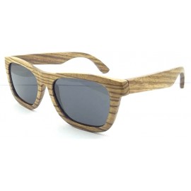 Oversized Natural Zebra Wood Rectangular Frame Polarized Sunglasses- Z6136 - Grey - C211Q1PYG9V $32.77