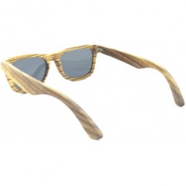 Oversized Natural Zebra Wood Rectangular Frame Polarized Sunglasses- Z6136 - Grey - C211Q1PYG9V $32.77