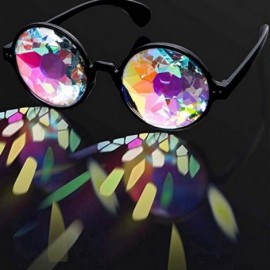 Round Kaleidoscope Glasses for Raves Rainbow Prism Diffraction Crystal Lenses - Clear - CD17YLIGOLS $8.27