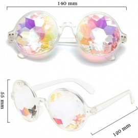 Round Kaleidoscope Glasses for Raves Rainbow Prism Diffraction Crystal Lenses - Clear - CD17YLIGOLS $8.27