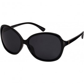 Oval Women's Stylish Oval Frame Sunglasses with Polarized Lens 31875-P - Black - CI128UGGT0R $9.56