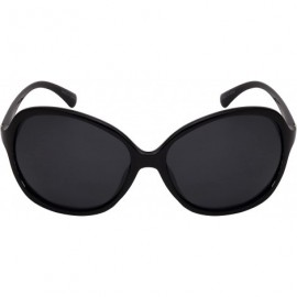 Oval Women's Stylish Oval Frame Sunglasses with Polarized Lens 31875-P - Black - CI128UGGT0R $9.56