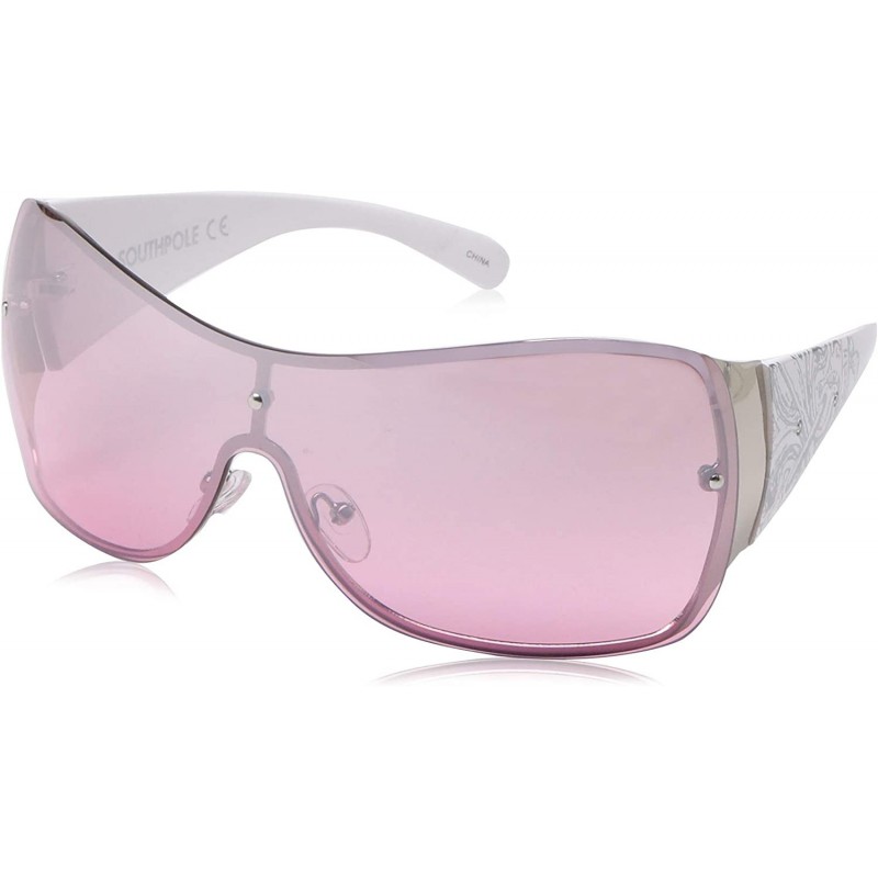 Oversized Women's 1024SP Classic Shield Sunglasses with 100% UV Protection - 170 mm - Silver/Pink - C118NGAM2SO $16.13