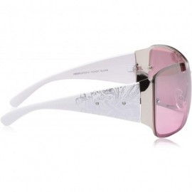 Oversized Women's 1024SP Classic Shield Sunglasses with 100% UV Protection - 170 mm - Silver/Pink - C118NGAM2SO $16.13