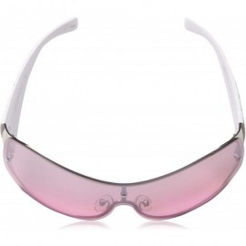 Oversized Women's 1024SP Classic Shield Sunglasses with 100% UV Protection - 170 mm - Silver/Pink - C118NGAM2SO $16.13