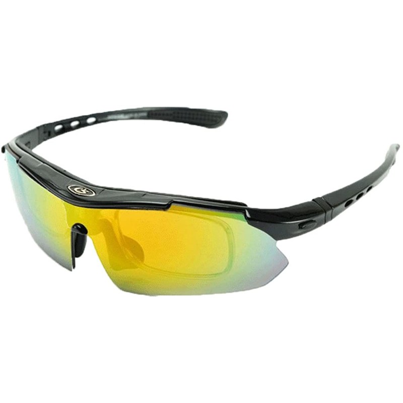 Sport Polarized Sunglasses Interchangeable Cycling Baseball - Black - CU184KEE7DG $47.10