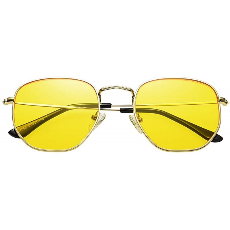 Small Hexagon Flat Lens Sunglasses For Women Men Vintage Hipster Style Polygon Aviator Sun 