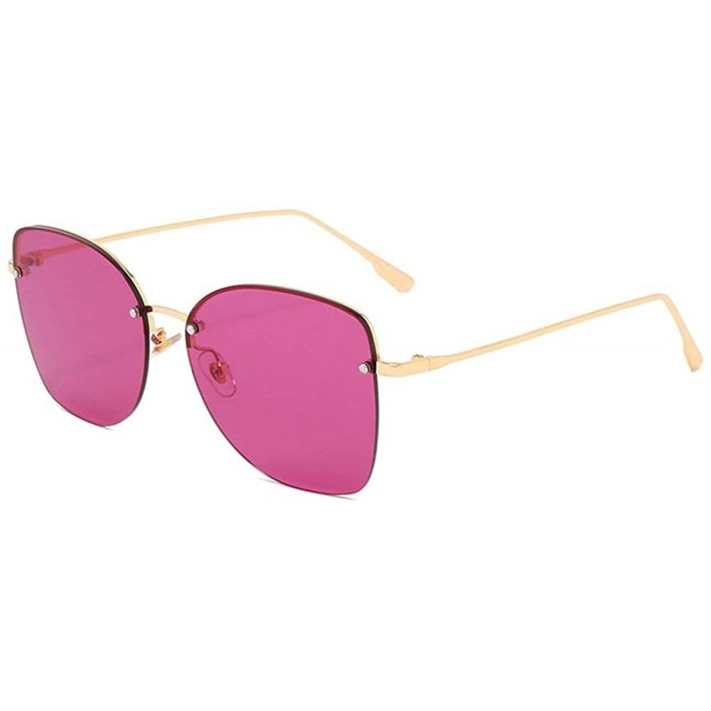 Square 2019 new rivet fashion half frame trend unisex brand designer sunglasses UV400 - Red - CM18AWNLGG7 $15.59