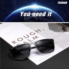 Square Rectangle Polarized Sunglasses for Men UV Protection Driving Glasses with Metal Frame - CB18WX7WCHI $17.62