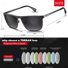 Square Rectangle Polarized Sunglasses for Men UV Protection Driving Glasses with Metal Frame - CB18WX7WCHI $17.62