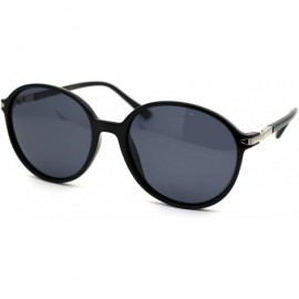 Butterfly Polarized Womens Designer Style Plastic Round Butterfly Sunglasses - Black Solid Black - CX18Y8KOAL9 $15.00