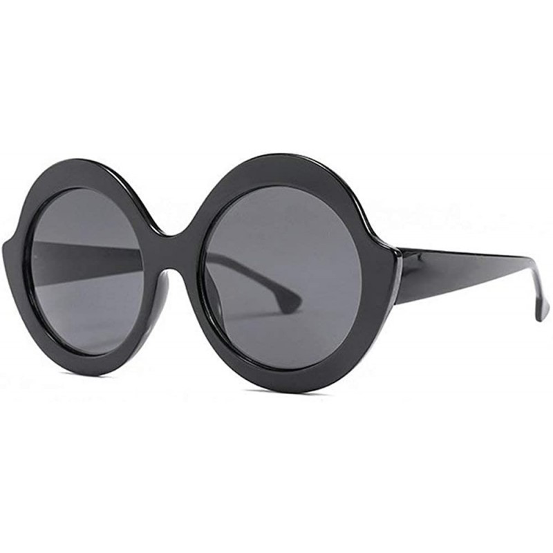 Round New round big box fashion street beat tide ladies retro UV400 protective sunglasses - Black - CP18LIA60E0 $12.34