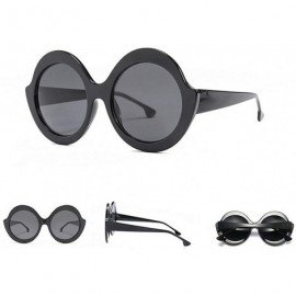 Round New round big box fashion street beat tide ladies retro UV400 protective sunglasses - Black - CP18LIA60E0 $12.34