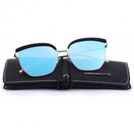 Cat Eye Women Sunglasses Oversized Cat Eye Sunglasses for Women Mirrored Lenses S6278 - Blue - CW18C7WZ7GN $14.75