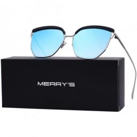 Cat Eye Women Sunglasses Oversized Cat Eye Sunglasses for Women Mirrored Lenses S6278 - Blue - CW18C7WZ7GN $14.75