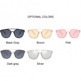 Cat Eye Vintage Sliver Cat Eye Sunglasses Women Fashion Mirror Cateye Sun Glasses Shades UV400 - Pink - CK197Y7LULH $31.21