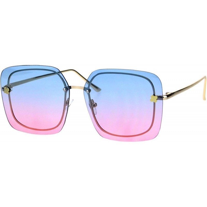 Oversized Womens Square Sunglasses Designer Style Shadow Rim Gold Frame UV 400 - Gold - CD18Q9XAZS8 $8.51