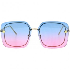 Oversized Womens Square Sunglasses Designer Style Shadow Rim Gold Frame UV 400 - Gold - CD18Q9XAZS8 $8.51