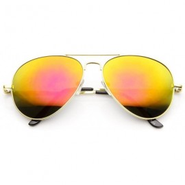 Aviator Classic Metal Frame Spring Hinges Color Mirror Lens Aviator Sunglasses 56mm - Gold / Red Mirror - CH11DV2ZTM5 $9.83