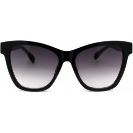 Oversized Womens Thick Horn Rim Oversize Retro Fashion Sunglasses - Black Silver Smoke - CT18YTD7WET $14.66