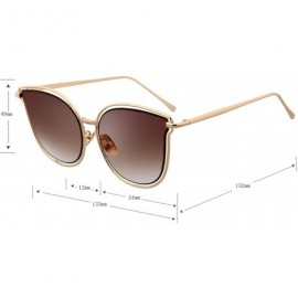 Cat Eye Cat Eye Fashion Mirrored Flat Lenses Slim Metal Frame Women Sunglasses LS6939 - Brown - CE17YSZ4D6H $15.51