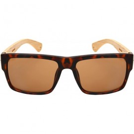 Rectangular Retro Square Wooden Bamboo Sunglasses 540894BM-SD - Matte Tortoise/Brown Lens - CX1884YU5IW $13.47