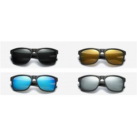 Square Hd Polarized UV400 Vintage Men Sunglasses Retro Rectangular Ultralight Glasses - Clear Black - CM18OX8ODIK $12.43