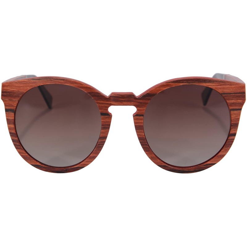 Aviator Retro Vintage Polarized Wood Sunglasses Wood Frame-SG73006 - Redsandalwood- Gradient Brown - CE18DUI0UOW $36.80