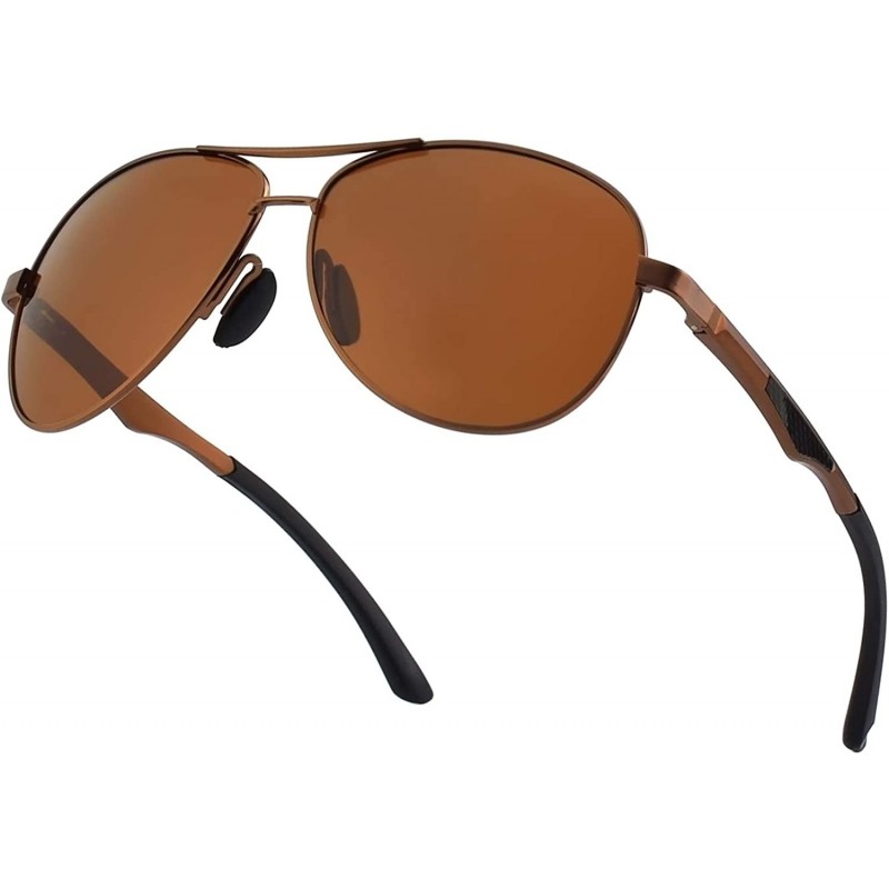 Aviator Classic Premium Military Style Pilot Polarized Sunglasses for Men Women - B Brown Frame/Brown Lens - CU18N0CT2AT $13.85