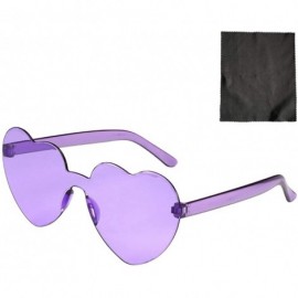 Rimless Heart Shaped Love Rimless Sunglasses One Piece Transparent Candy Color Frameless Glasses Tinted Eyewear - A - CO1903X...