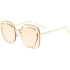 Round new style Fashion round metal Openwork Frameless sunglasses - Pink - C71887U9D3M $19.03