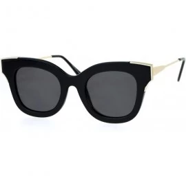 Butterfly Womens Fashion Sunglasses Square Butterfly Designer Style Eyewear UV400 - Black Gold (Black) - CK186KTHZWS $14.48