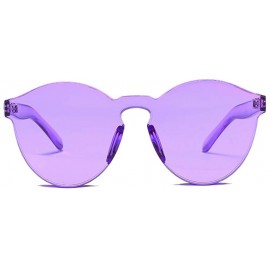 Rimless Transparent One Piece Rimless Sunglasses - Cute Candy Tinted Eyewear - Purple - CH18OYSNMZZ $12.93