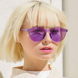 Rimless Transparent One Piece Rimless Sunglasses - Cute Candy Tinted Eyewear - Purple - CH18OYSNMZZ $12.93