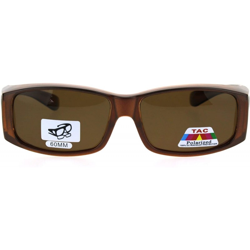 Rectangular Polarized Womens Pearl Rectangular 60mm OTG Fit Over Sunglasses - Brown - C1185G5HHZ7 $11.72